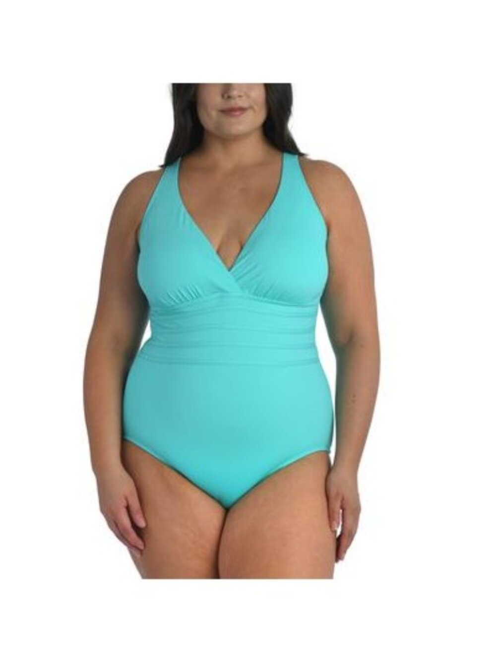 La Blanca Womens Island Goddess Multi Strap Cross Back Aqua Blue Size 20W NWT